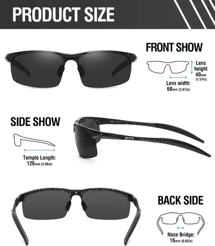 Vista 9 de Duco - Gafas de sol deportivas polarizadas para hombre con protección UV 8177s