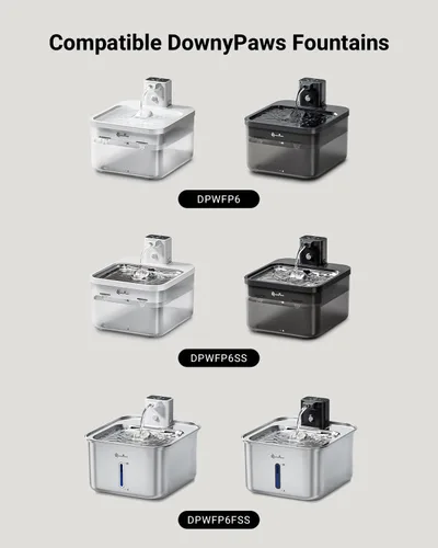 Vista 2 de DownyPaws Paquete de 6 filtros de repuesto para fuente de agua para gatos con pilas DPWFP6, juego de filtros de repuesto de 3 meses