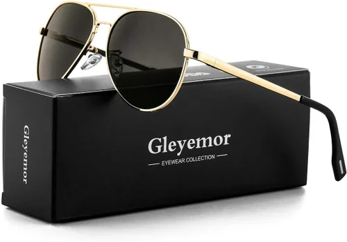 Vista 2 de Gleyemor Gafas de sol de aviador pequeñas para mujeres y hombres, marco pequeño de 2.047in, polarizadas, aviadores para cara pequeña