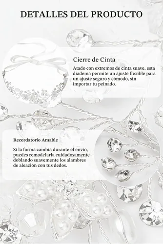 Vista 4 de Coucoland - Diadema de niña de hadas para primera comunión; tiara de corona de cristal, accesorio para el cabello de bebé, diadema para novias
