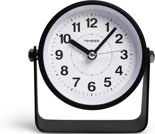 Vista 2 de TIMESS - Reloj despertador analógico con repetición y luz, silencioso sin tictac, color negro