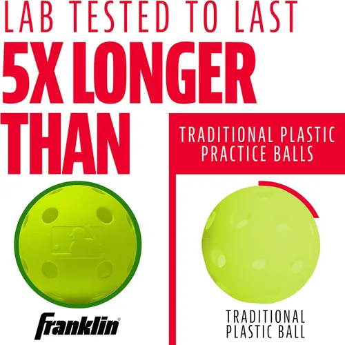 Vista 5 de MLB Indestruct-A-Ball - Pelotas de entrenamiento ópticas (paquete de 8), 9 pulgadas, color amarillo 5X More Durable Than Standard Balls, Flexes on