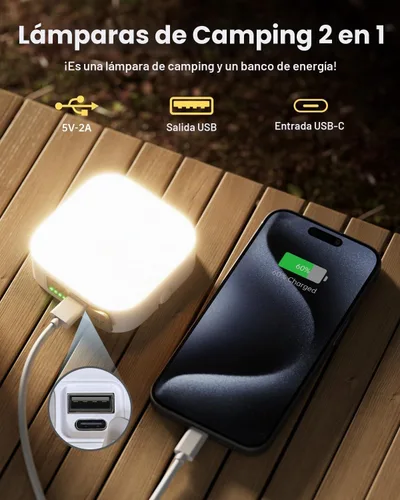 Vista 5 de Eventek Paquete de 2 Luces de Campamento de 20000mAh, Linterna de Campamento Recargable Total Hasta 288H y 4 Modos de Luz, Luces Portátiles