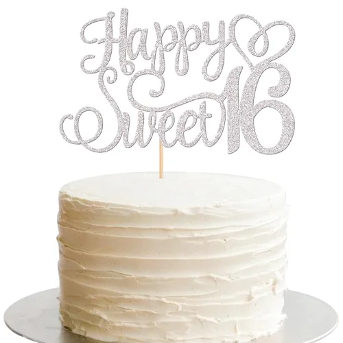 Vista 8 de 24 piezas de decoraciones para cupcakes de 16 cumpleaños con purpurina, ¡Hola 16! Dulces 16 desde 2008, púas para cupcakes de 16 años para celebrar