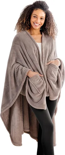 Vista 15 de Berkshire Blanket Primalush® Manta portátil, Capa de felpa con bolsillos y acogedora para estar en casa, ideal para adultos y adolescentes, Negro