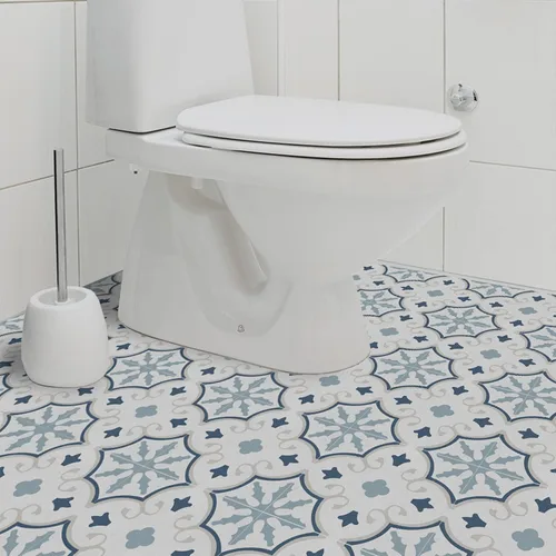 Vista 2 de 12 calcomanías de vinilo esmerilado para transferencia de salpicaduras en muro, adhesivo autoadhesivo para suelo de cocina y baño, azul español, 6 x