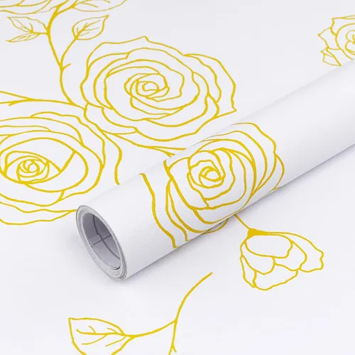 Vista 11 de Amiya Papel tapiz floral negro y dorado, línea de papel tapiz para despegar y pegar, estilo bohemio, retro, renovación de dormitorios, armarios