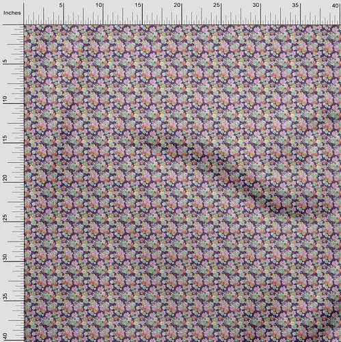 Vista 3 de oneOone Tela de algodón flexible de color morado oscuro con flores de tela para manualidades, 39.8 in de ancho, VDW