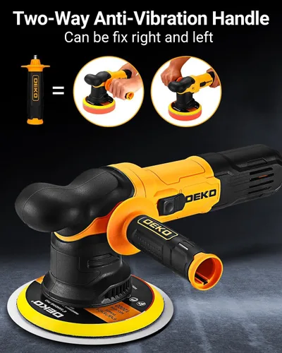 Vista 5 de DEKOPRO Pulidora de Buffer para Automóvil, Pulidora Orbital de Buffer de Doble Acción de 6 Pulgadas, 6 Velocidades Variables 1800-5500OPM, Kit