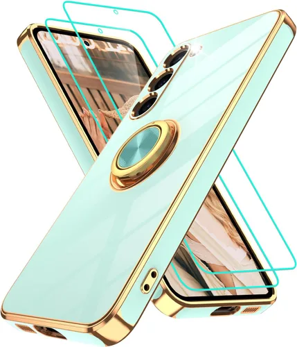 Vista 355 de Funda para Motorola Moto G 5G 2024: Funda Moto G Play 5G 2024 con 2 piezas de protectores de pantalla, soporte de anillo de rotación de 360°