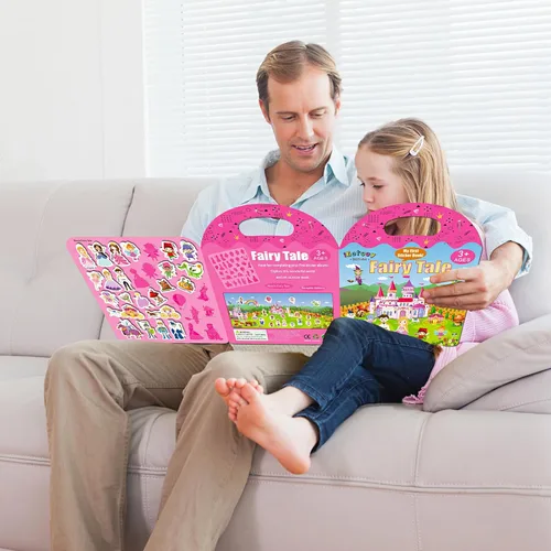 Vista 7 de iGetooy Libros de calcomanías reutilizables para niños pequeños de 1 a 3 años, calcomanías para niños de 2 a 4 años, calcomanías de princesa Cuento