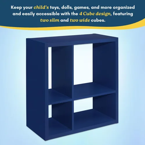 Vista 7 de Kings Brand Furniture - Katelyn - Estantería abierta de 4 cubos, organizador de almacenamiento de juguetes para niños (azul)