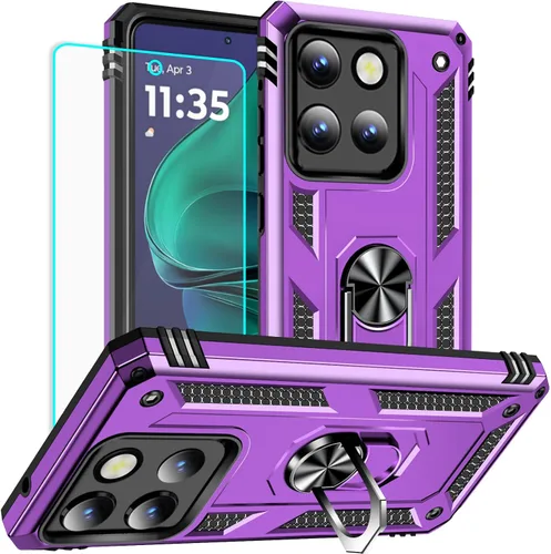 Vista 13 de Yiakeng Funda para Moto G Stylus 5G 2023, Motorola G Stylus 5G 2023 con protector de pantalla HD, fundas protectoras de grado militar con anillo