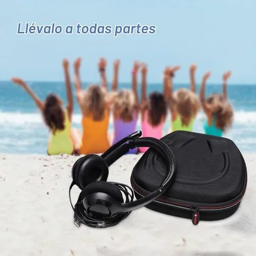 Vista 6 de XANAD Funda rígida para Logitech H390, H430, H570e, Zone 300, Zone 301 o JLab Go Work, JIAMQISHI, EAGLEND, FEABASK Auriculares estéreo con Negro