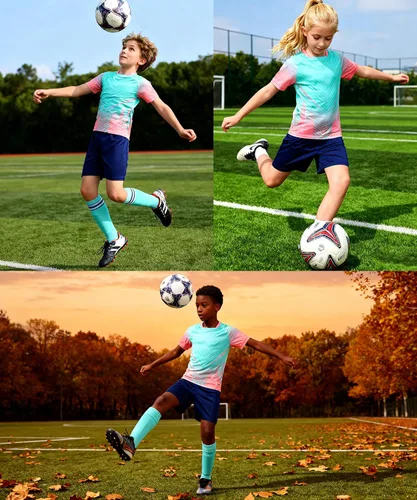 Vista 4 de Camiseta de fútbol para niños, camiseta y pantalones cortos de entrenamiento para equipo deportivo