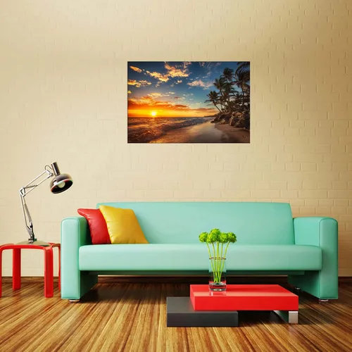 Vista 4 de DZL Art S74769 - Impresión de Pintura en Lienzo Paraíso Isla Tropical Playa con Palmeras Impresión Fotográfica Imágenes de la Naturaleza Arte