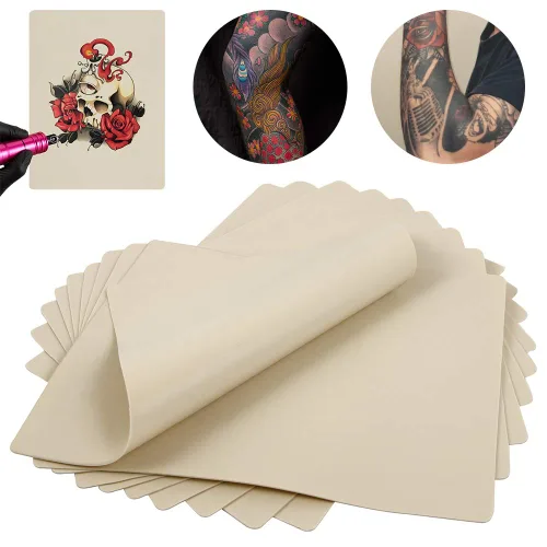 Vista 3 de Piel de práctica de tatuaje en blanco – Romlon 10 piezas de tatuaje de práctica de piel de 8 x 6 pulgadas de doble cara piel de tatuaje Microblading