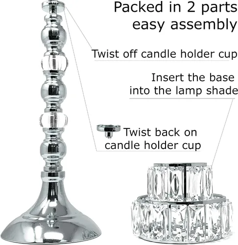 Vista 4 de allgala 19 "Lámpara estilo STealight Candelabro con bloques de cristal-Plata Cromo-HD89012