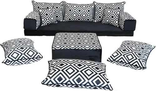 Vista 7 de arabicsofa Sofá de piso turco hecho a mano con almohadas de respaldo, cojines de piso árabes Diwan para sala de estar Negro