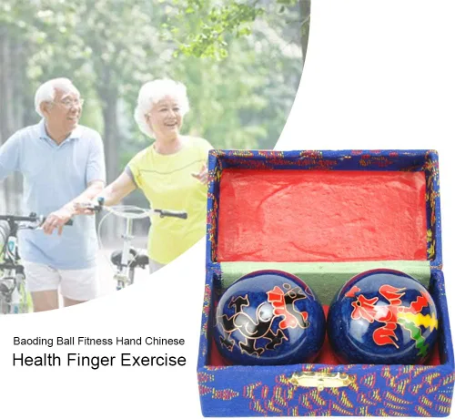 Vista 4 de Xiaokeis 2 pelotas de Baoding, bolas chinas para ejercicio de salud, balón de mano de masaje de meditación con caja, pelota de ejercicio de mano