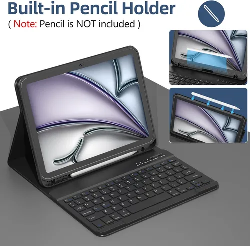 Vista 4 de KBCASE Funda para iPad Air de 11 pulgadas (M3/M2) 2025/2024 con Teclado, Funda de Teclado para iPad Air 5ª/4ª generación/para iPad Pro 11 2018