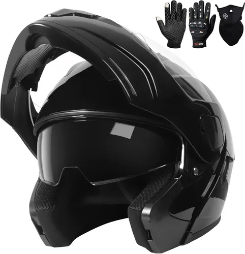 Vista 21 de Casco modular para motocicleta de adultos, con doble visera abatible, cara completa, aprobado por DOT para hombres, mujeres, moto, ATV, UTV, moto