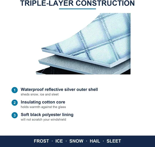 Vista 2 de Cubierta de nieve y escarcha para parabrisas automotriz de ajuste personalizado, protección de triple capa compatible con 2012, 2013, 2014, 2015