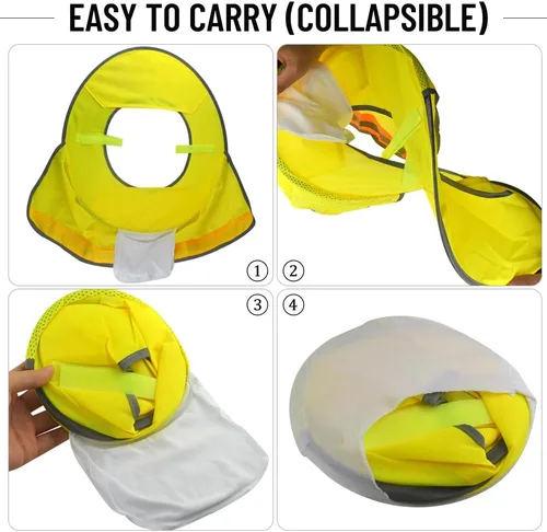 Vista 5 de WMYCONGCONG Protector solar de ala completa, visera de malla para el cuello, con tira reflectante para construcción al aire libre, accesorios