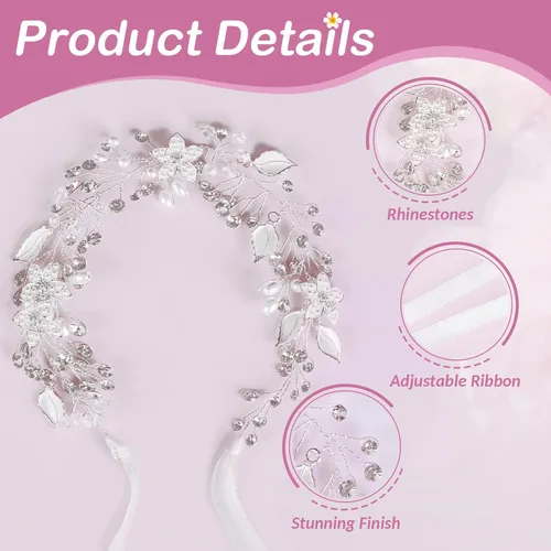 Vista 2 de Tocado para niña de las flores, accesorios para el cabello para boda, primera comunión