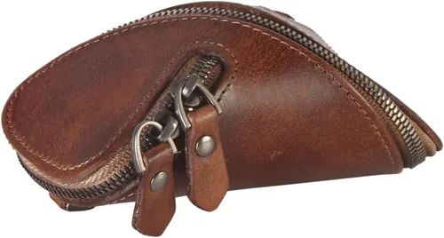 Vista 2 de DIOPHY Monedero pequeño de cuero con doble cremallera 8262, Marrón