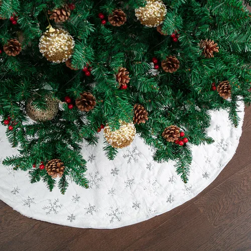 Vista 26 de Mr. Pen - Falda de árbol de Navidad de 48 pulgadas, lentejuelas negras brillantes con faldas de árbol de Navidad de piel sintética blanca Negro