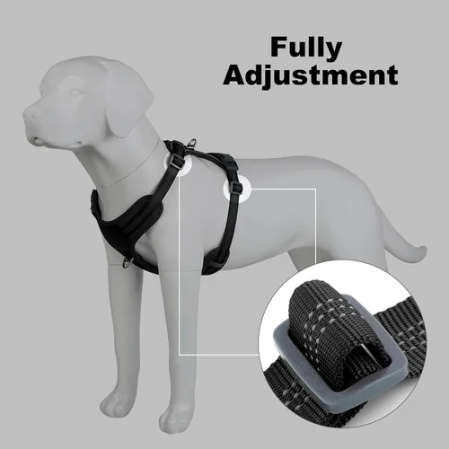 Vista 7 de Plutus Pet Arnés para perro sin tirones, se libera en el cuello, acolchado suave, arnés reflectante ajustable para perros pequeños, medianos