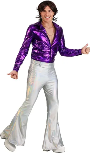 Vista 3 de FUN Costumes Pantalones holográficos de discoteca para hombre