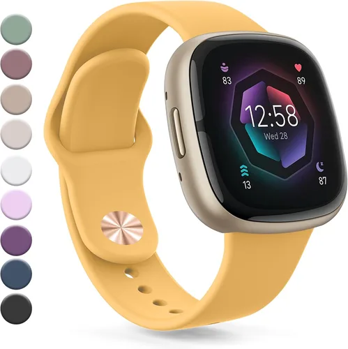 Vista 19 de Correa compatible con Fitbit Sense 2 / Sense Bands, Fitbit Versa 4 / Versa 3 bandas para mujeres y hombres, correa de repuesto de silicona suave