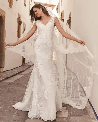 Vista 4 de Cadoly Vestido de baile de encaje para novia 2022 vestidos de boda para novia con mangas