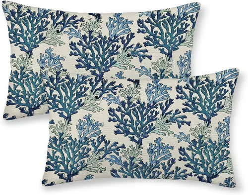 Vista 44 de Fundas de Almohada de Antílope 16x16 Paquete de 2, Fundas de Almohada Decorativas con Estampado de Piel de Animal Azul Marino, Fundas de Almohada