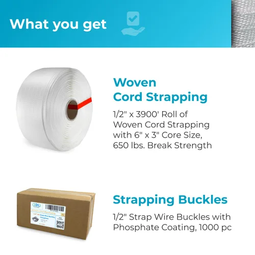 Vista 3 de IDL Packaging Recarga para kits de flejado de cable tejido de 1/2 pulgada para flejado de embalaje – Rollo de flejado de cable tejido de 1/2 pulgada