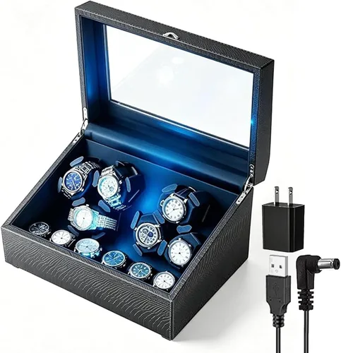 Vista 8 de Watch Winder + Watch Storage Box with Japanese Quiet Motor