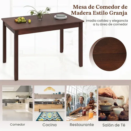 Vista 7 de GIANTEX - Mesa de comedor rectangular de 48 x 27.5 pulgadas con patas de madera, para espacios pequeños, apartamento, sala de estar, comedor, carga