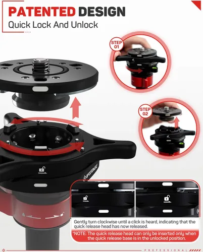Vista 6 de IFOOTAGE Trípode de viaje de 59 pulgadas con placa de liberación rápida, trípode Camrea de fibra de carbono, trípode de video ligero, compatible