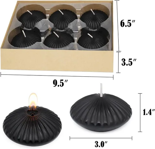 Vista 7 de Paquete de 12 velas flotantes negras de 3 pulgadas, velas sin perfume de 10 horas sin goteo para jarrones cilíndricos, centros de mesa en bodas