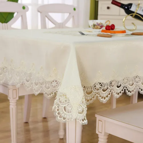 Vista 2 de Mantel rectangular de encaje para verano, otoño, decoración de flores, mantel de macramé para comedor, fiesta de cocina, al aire libre, cena