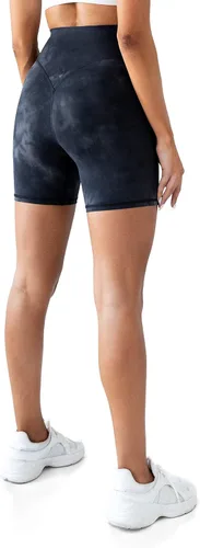 Vista 3 de Kamo Fitness Ellyn - Pantalones cortos de yoga de cintura alta de 6 pulgadas con entrepierna de levantamiento de glúteos, teñido anudado, pantalones