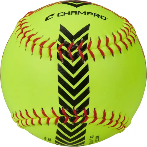 Vista 3 de Champro Juego de softbol de entrenamiento a rayas (amarillo óptico, 12 pulgadas)