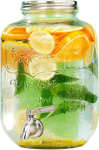 Vista 15 de Dispensador de bebidas de vidrio con espita sin fugas, dispensador de agua, contenedor de jugo para el hogar, dispensador de bebidas frías perfecto