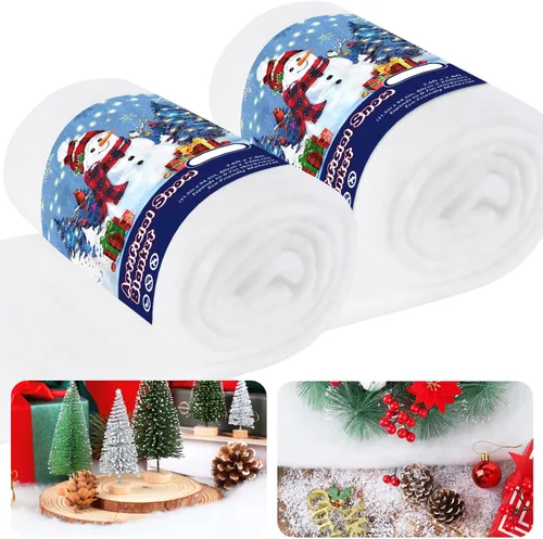 Vista 7 de EIMMBD Decoración de nieve de algodón de Navidad de 12.4 onzas, nieve esponjosa para decoración de Navidad, nieve artificial para el hogar, aldea