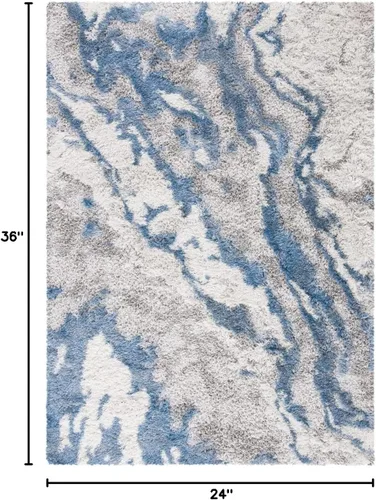 Vista 2 de SAFAVIEH Horizon Shag Collection - Alfombra decorativa, 2 x 3 pies, gris y azul, no desprende pelusa y de fácil cuidado, 2 pulgadas de grosor, ideal