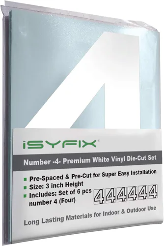 Vista 27 de iSYFIX - Calcomanías de vinilo blancas con número 0 (cero) - Juego de 6 unidades de 1.5 pulgadas autoadhesivas - Decalcomanías premium troqueladas