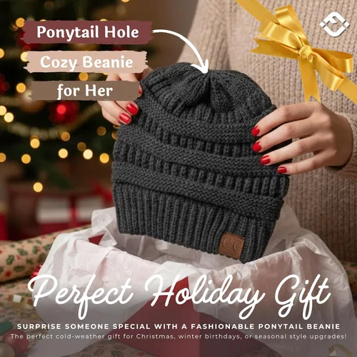 Vista 161 de Funky Junque - Gorro para mujer con ranura para cola de caballo
