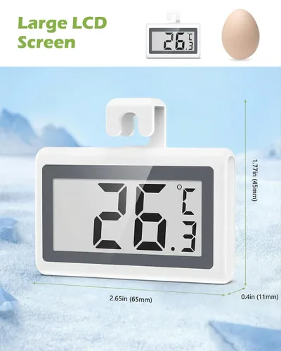 Vista 4 de KeeKit Termómetro para refrigerador, termómetro digital para nevera con pantalla LCD, medidor de temperatura del congelador con interruptor de ℃/℉
